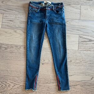 Etienne Marcel Red Zipper Detail Pencil Skinny Jean